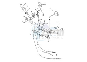 TW 125 drawing STEERING HANDLE-CABLE MY99/00