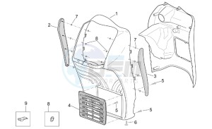 Scarabeo 125-200 e2 (eng. piaggio) drawing Front body - Front shield