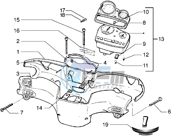 Speedometers Kms. - handlebar cover