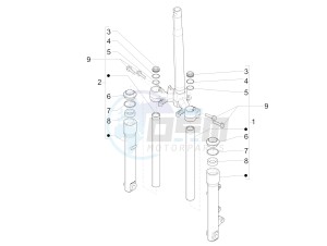 Liberty 150 iGet 4T 3V ie ABS (APAC) drawing Fork's components (Wuxi Top)