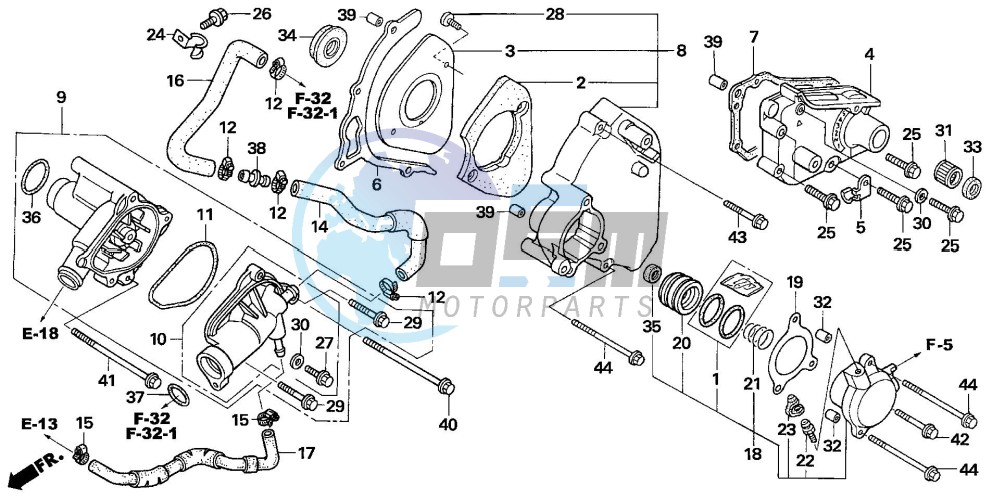 LEFT REAR COVER/WATER PUM P