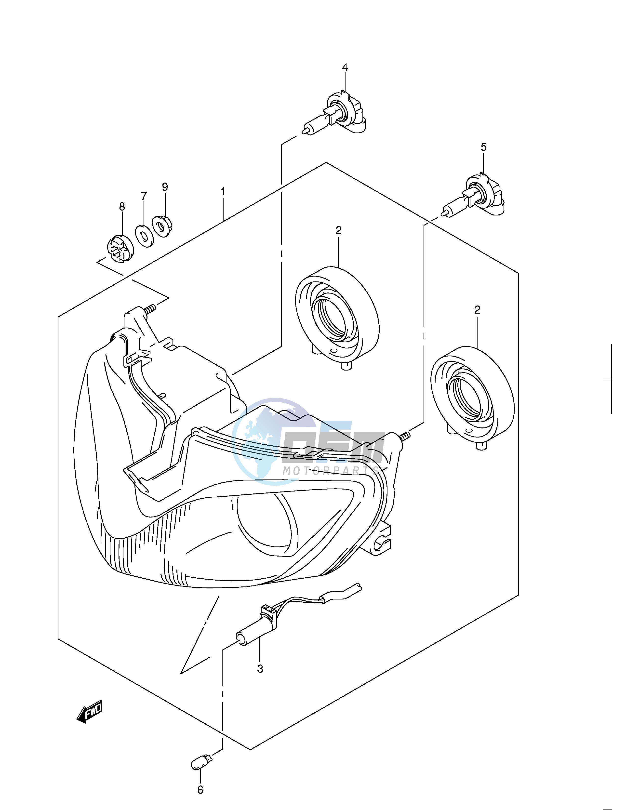 HEADLAMP (GSF1200SK1 SK2 SK3 SK4 SK5 SZK5 E2,E19,E54)