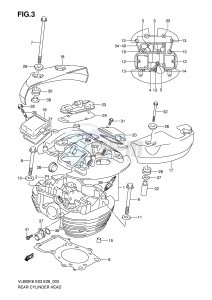 VL800 (E3-E28) VOLUSIA drawing REAR CYLINDER HEAD (MODEL K6 K7 K8)