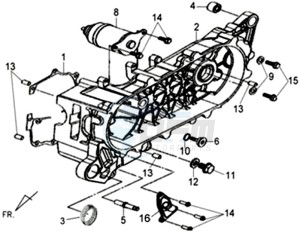 JET 4 50cc drawing CRANKCASE COVER LEFT