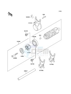 KLE500 KLE500B7F GB XX (EU ME A(FRICA) drawing Gear Change Drum/Shift Fork(s)