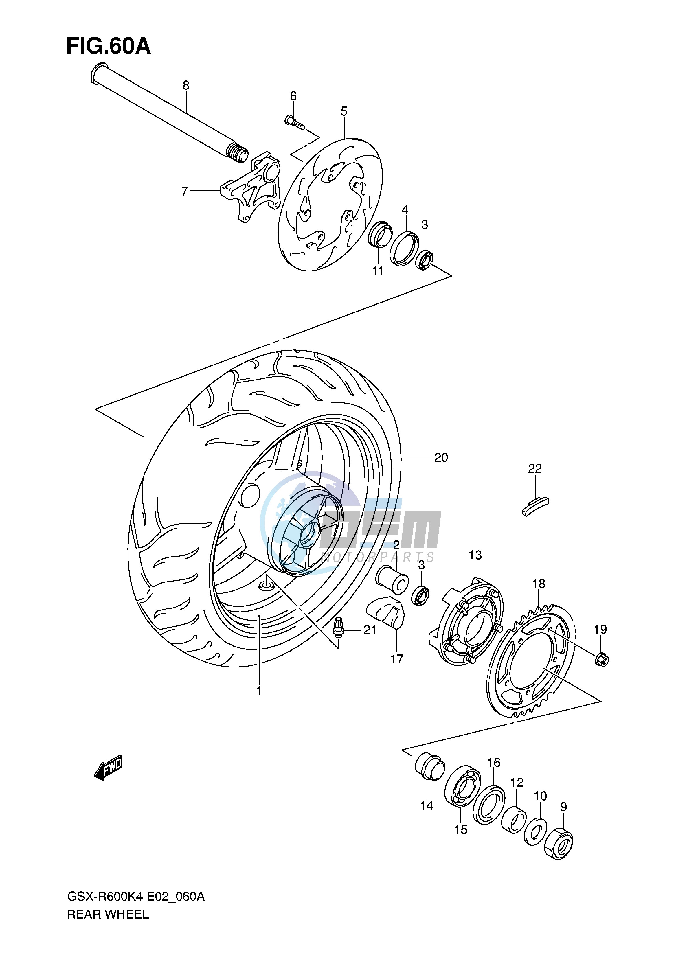 REAR WHEEL (GSX-R600XK5 U2XK5 U3XK5)