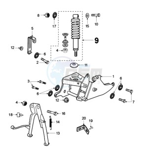 FOX LX A2 EU drawing REAR SHOCK AND STAND