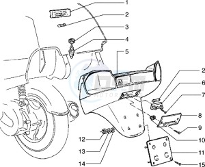 Hexagon 125 EXS1T 125cc drawing Licence plate holder and case compartment lamp