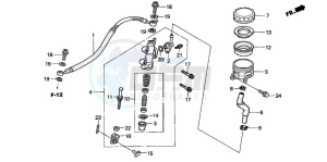 CB900F HORNET 900 drawing RR. BRAKE MASTER CYLINDER