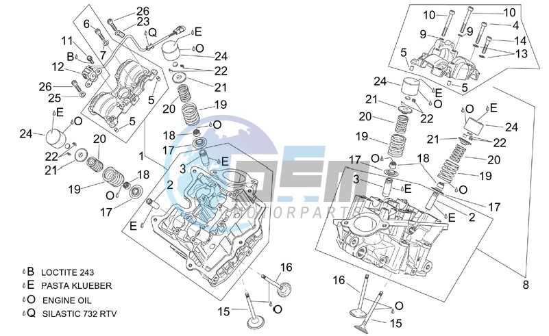 Cylinder head and valves