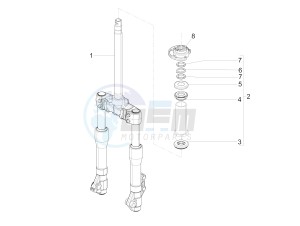 Beverly 125 RST 4T 4V ie E3 drawing Fork/steering tube - Steering bearing unit