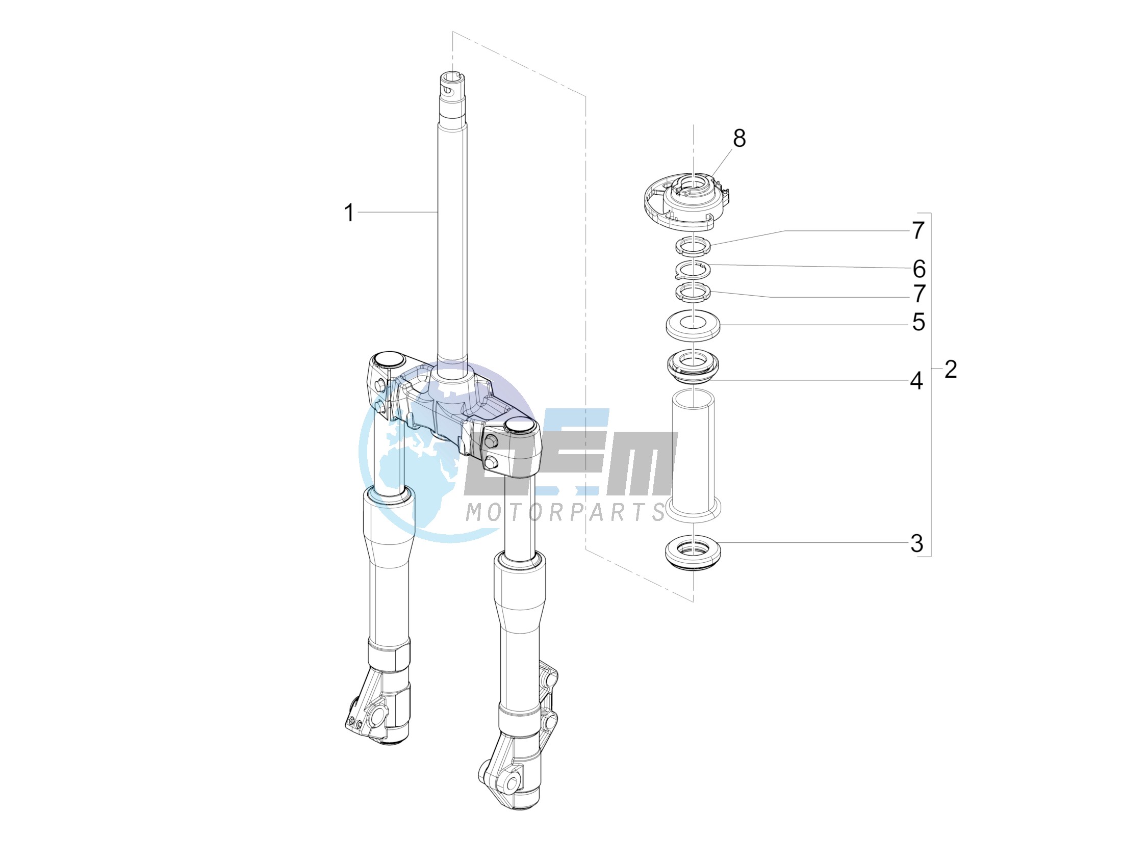 Fork/steering tube - Steering bearing unit