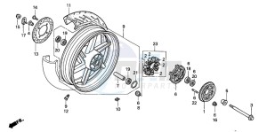 CB750F2 SEVEN FIFTY drawing REAR WHEEL