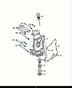 FIDDLE IV 125 (XG12W1-IT) (M0) drawing R. CRANK CASE COVER