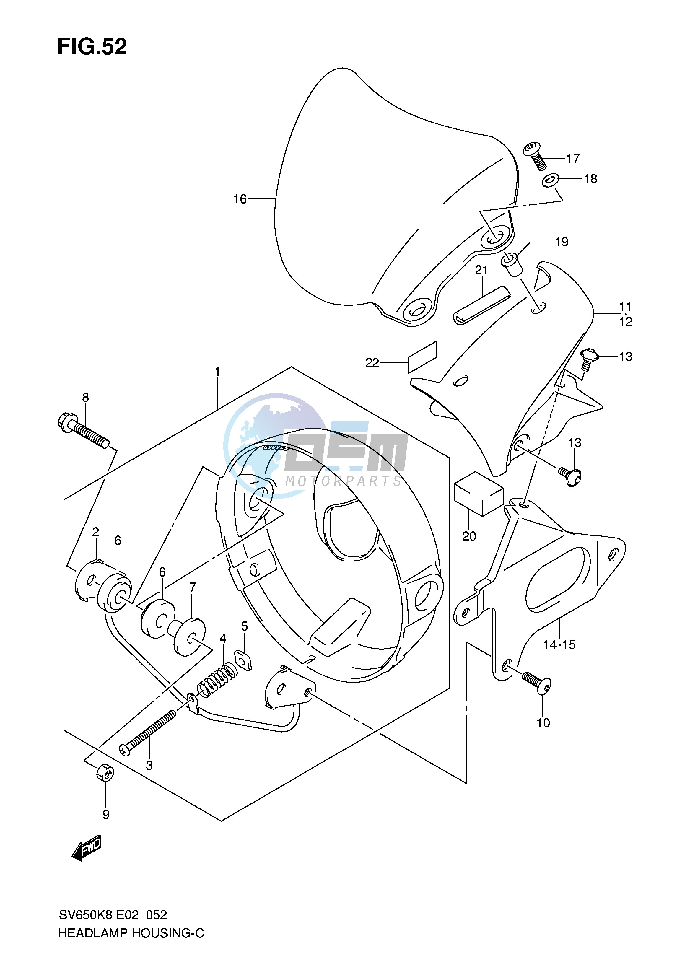 HEADLAMP HOUSING (SV650 U A UA)