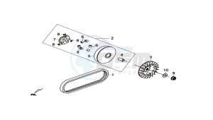 GTS 300I ABS L7 drawing CLUTCH / V BELT