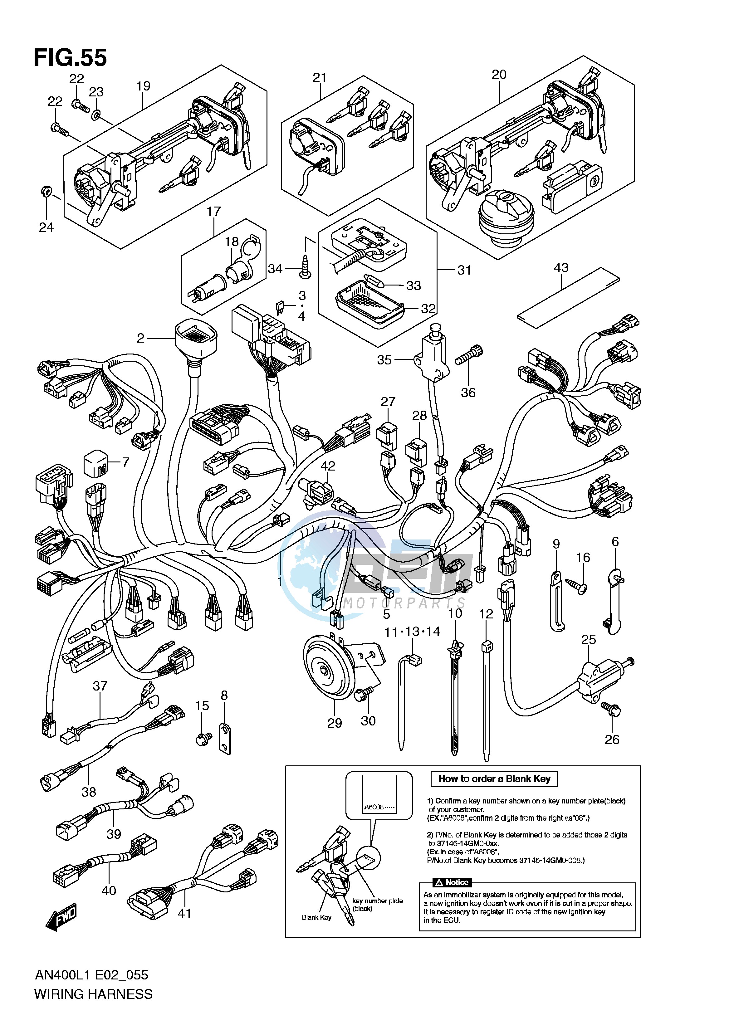 WIRING HARNESS (IMOBI) (AN400AL1 E19)