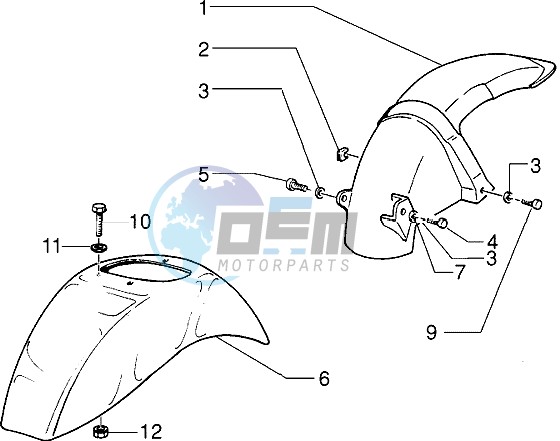 Front and rear mudguard