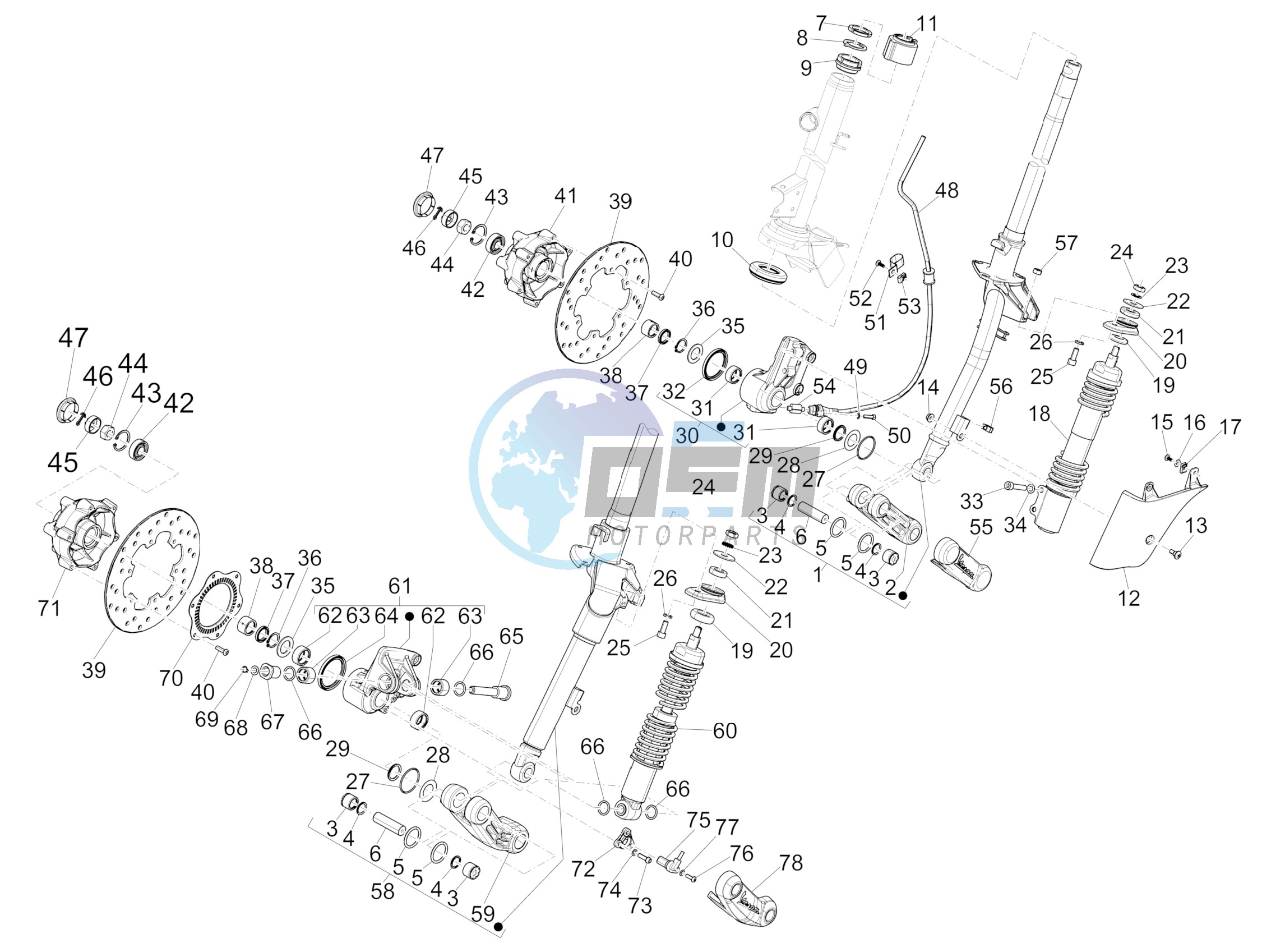 Fork/steering tube - Steering bearing unit