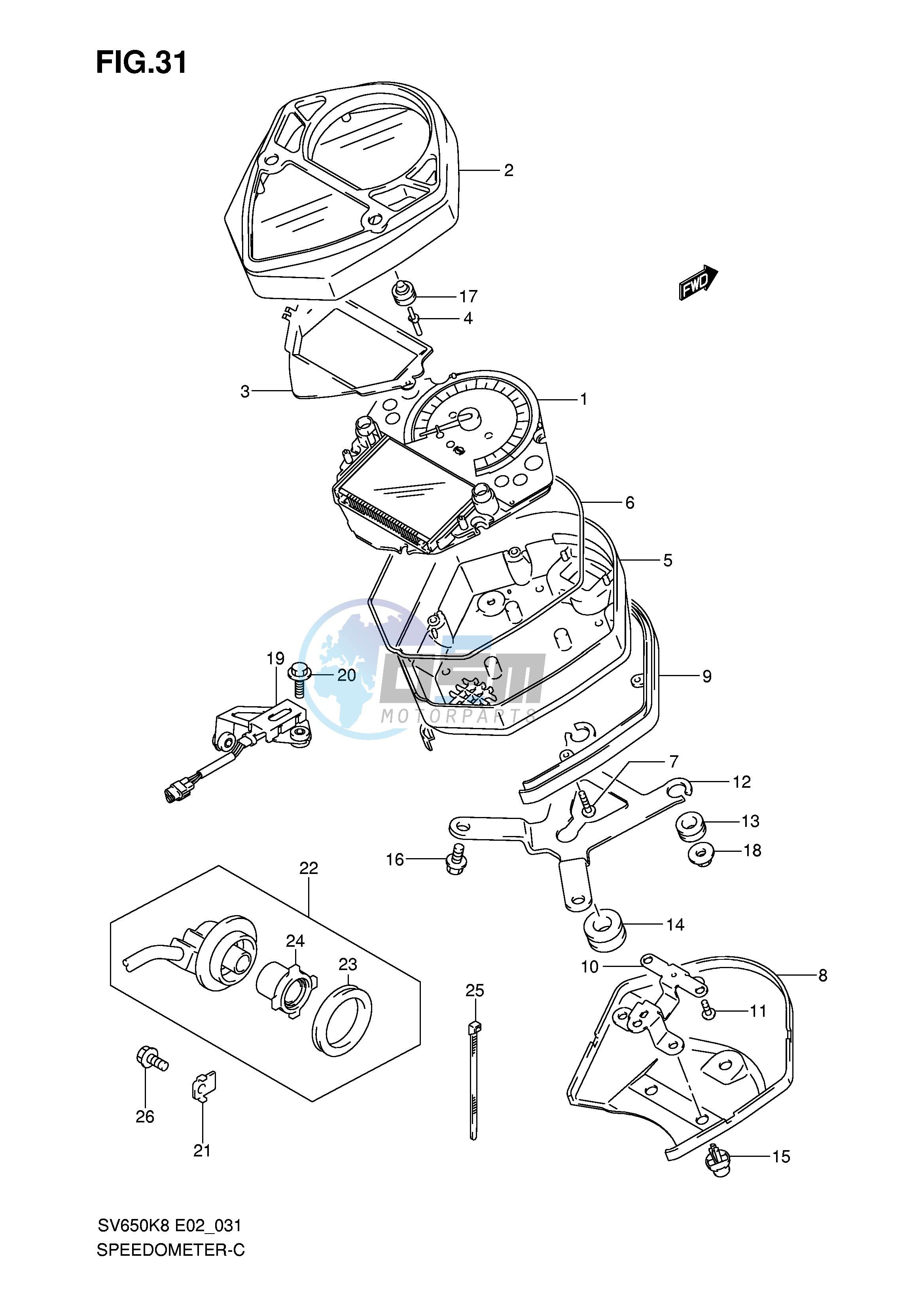 SPEEDOMETER (SV650AK8 AK9 UAK8 UAK9)