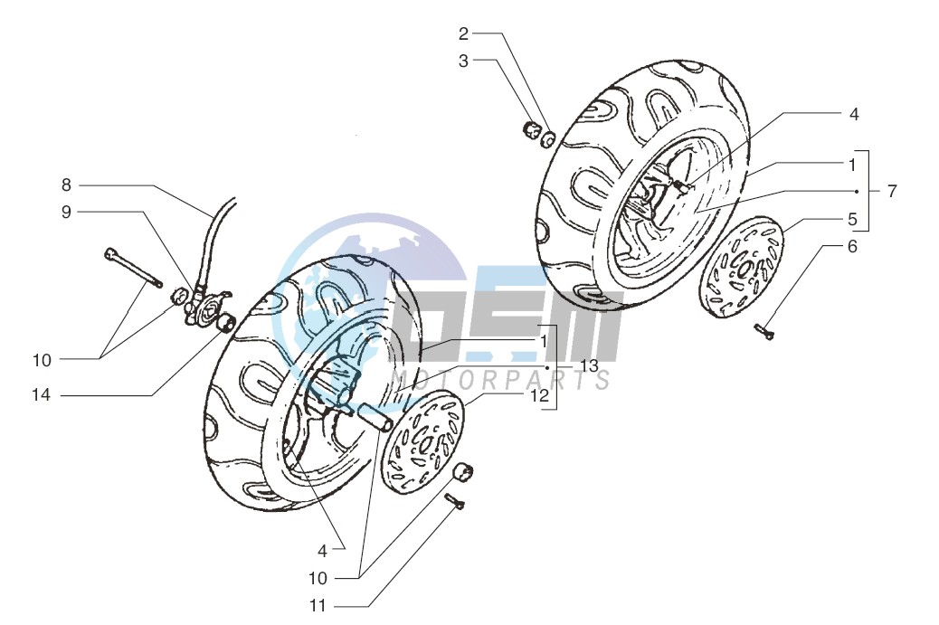 Front wheel-Rear wheel