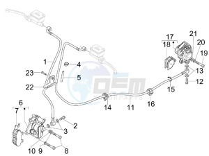 GTV 300 4T 4V ie Touring (NAFTA, APAC) (CN, USA) drawing Brakes pipes - Calipers