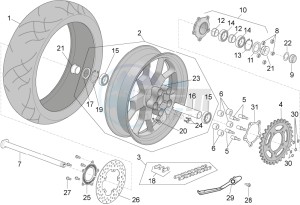 RSV4 1000 Racing Factory E4 ABS (EMEA, LATAM) drawing Rear wheel