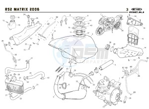 RS2 MATRIX PRO 50 drawing EXHAUST,RADIATOR,TANK, AIRFILTER