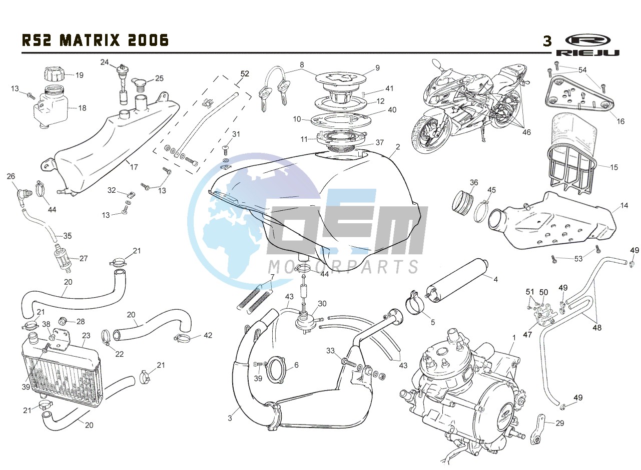 EXHAUST,RADIATOR,TANK, AIRFILTER