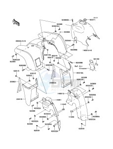 KVF360 4x4 KVF360A7F EU GB drawing Front Fender(s)