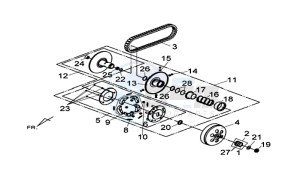 MAXSYM 600 I ABS EXECUTIVE (LX60A3-EU) (E4) (L7-M0) drawing CLUTCH / DRIVE BELT