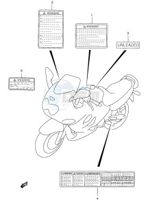 GSX750F (E2) drawing WARNING LABEL (MODEL K3)