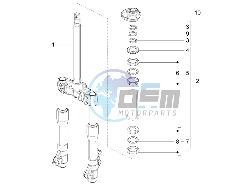 Fork/steering tube - Steering bearing unit