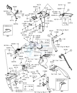 Z1000 ABS ZR1000GGF FR GB XX (EU ME A(FRICA) drawing Cowling(Center)