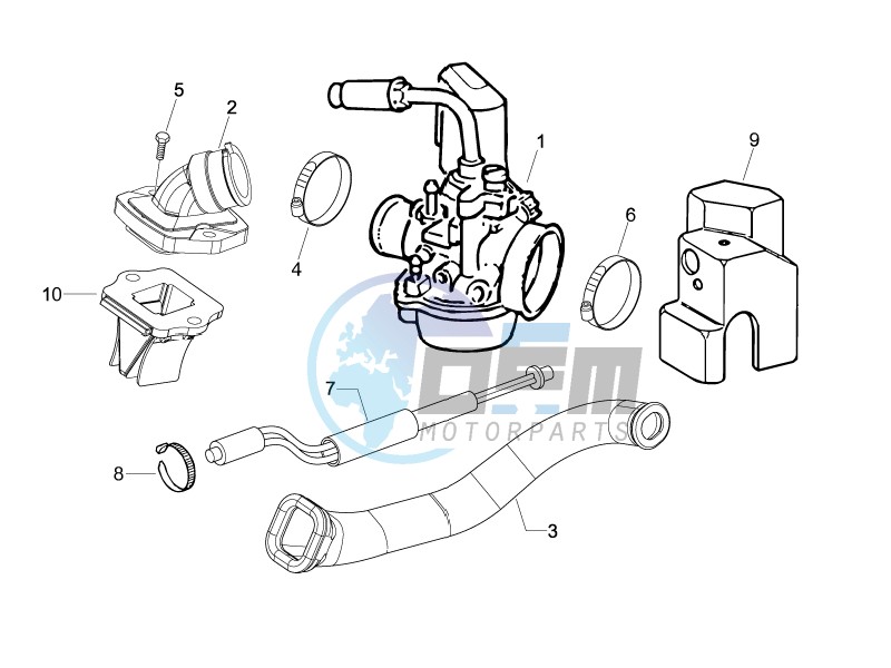 Carburettor, assembly - Union pipe