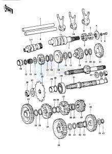 KX 250 (A) drawing TRANSMISSION_CHANGE DRUM -- 74-76- -