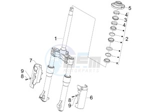 Beverly 125 drawing Fork steering tube - Steering bearing unit