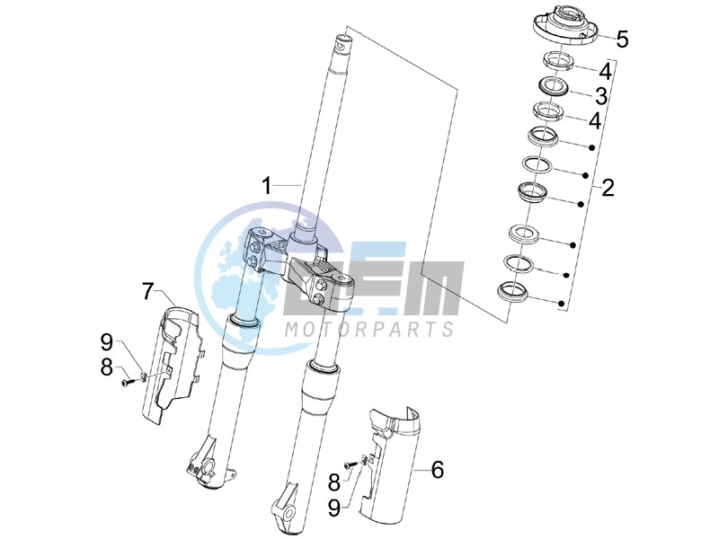 Fork steering tube - Steering bearing unit