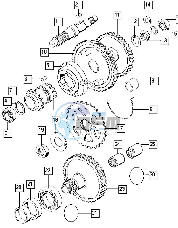 Countershaft-mainshaft