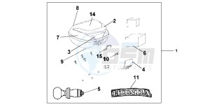 CBF1000FB drawing TOP BOX 35L NH A48M QUASAR SILVER METALLIC