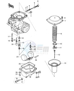 KZ 400 A B (A1-B2) drawing CARBURETOR PARTS