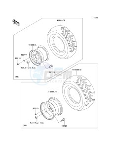 KVF 650 D ([BRUTE FORCE 650 4X4] (D6F-D9F) D6F drawing WHEELS_TIRES