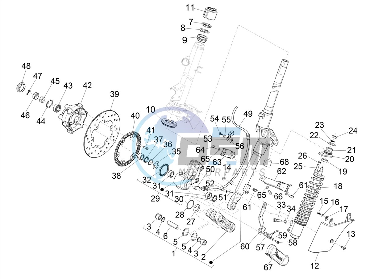 Fork/steering tube - Steering bearing unit