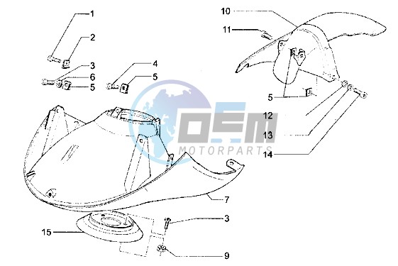 Front mudguard-rear mudguard