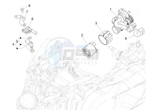 SUPER GTS 125 4T 3V IGET ABS E3 (APAC) drawing Throttle body - Injector - Induction joint