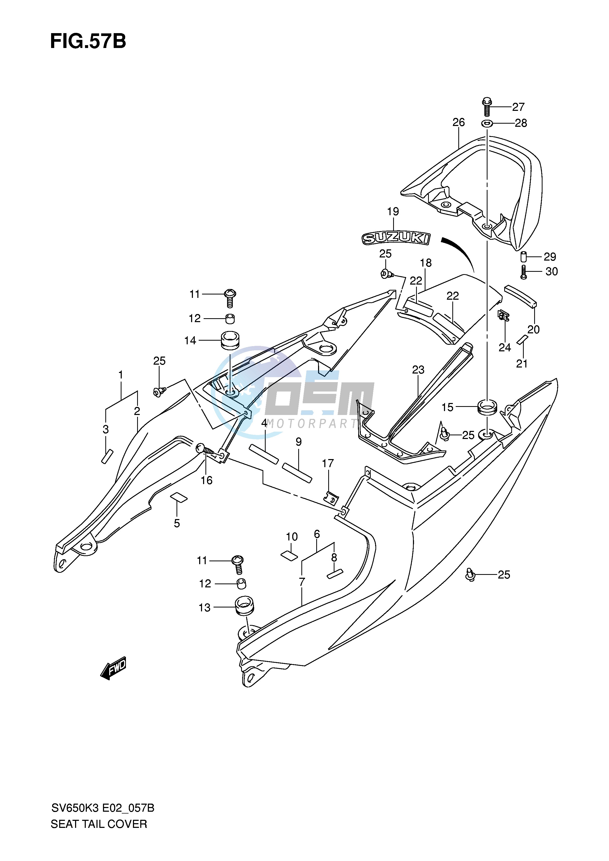 SEAT TAIL COVER (SV650SK4 SUK4)