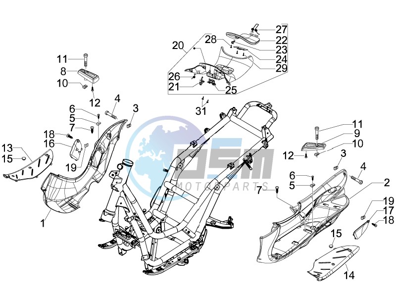 Central cover - Footrests