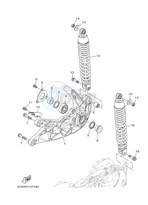 MW125A TRICITY 125 ABS (2CM2 2CMC) drawing REAR ARM & SUSPENSION