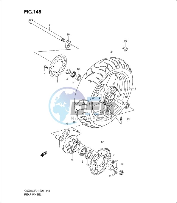 REAR WHEEL (GSX650FUL1 E21)