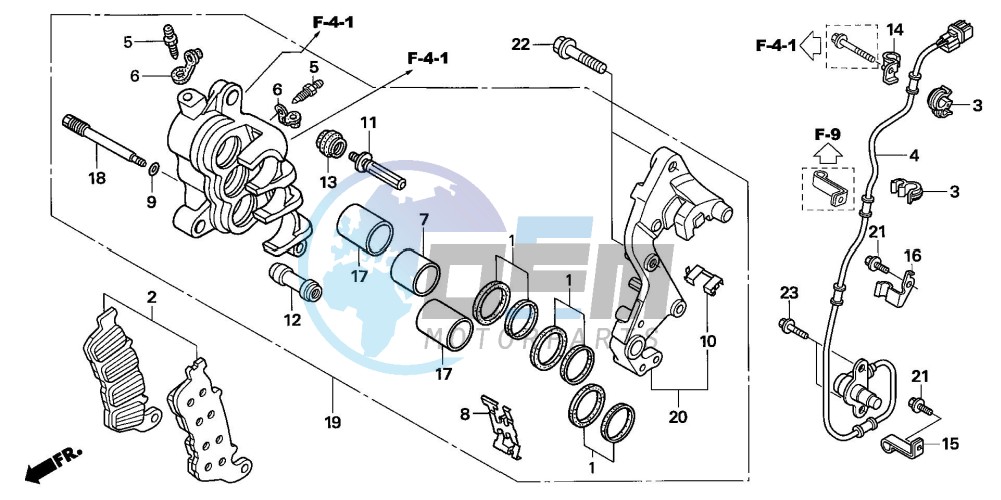 R. FRONT BRAKE CALIPER (CBF1000A/T/S)